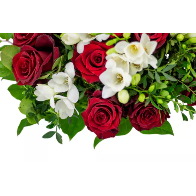 Bouquet of roses with freesia